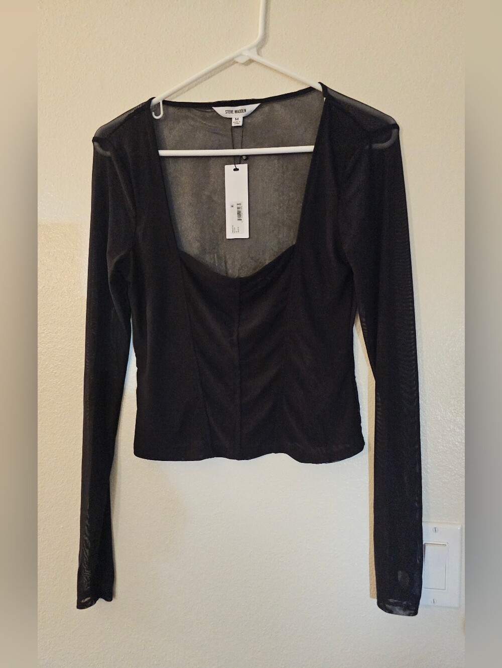 NWT Steve Madden Hayden Black Mesh Corset Crop Top M